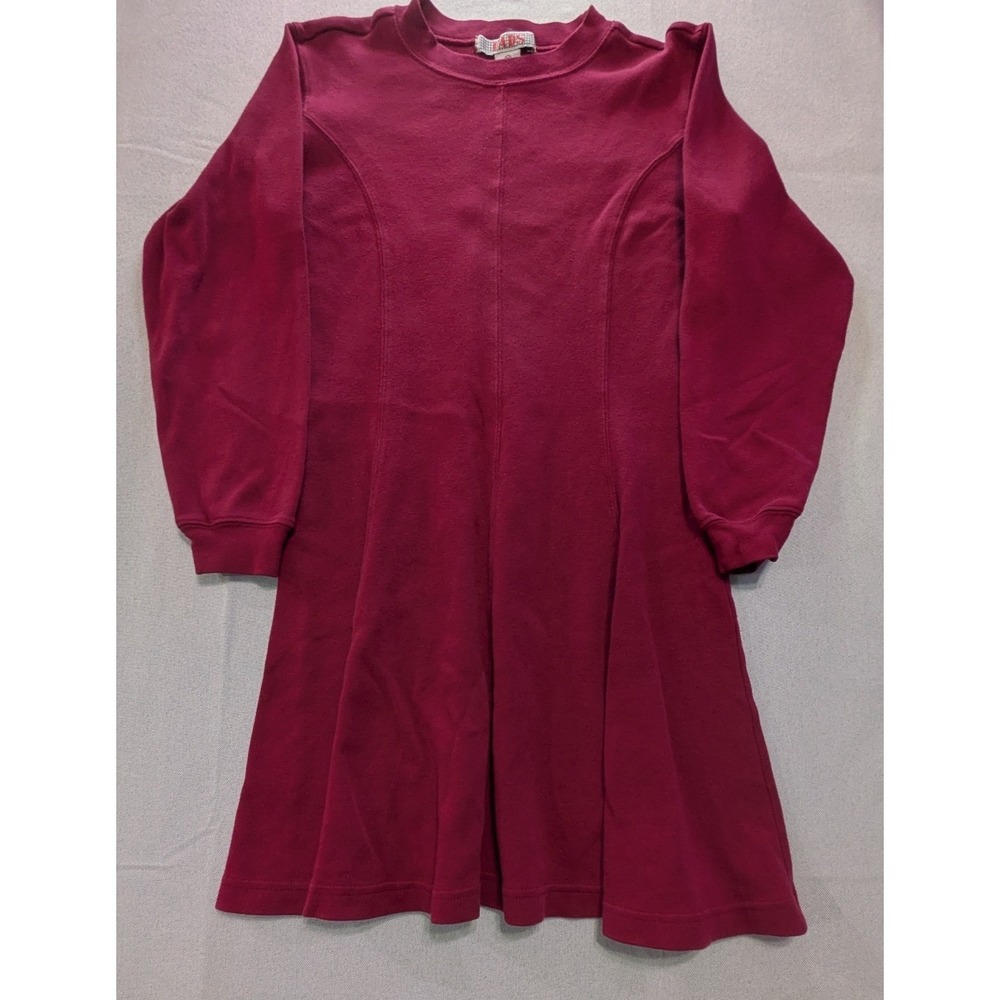 FADS Sweatshirt Dress Women PS Burgundy Fit & Flare Mini Cotton Long Slv